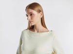 United Colors of Benetton Pamuk Karışımlı Omzu Düğme Detaylı Kayık Yaka Kısa Sweatshirt Sweatshirt Kadın