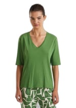 United Colors of Benetton Pamuk Keten Karışımlı V Yaka Rahat Kesim T-Shirt T-Shirt Kadın