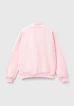 United Colors of Benetton Parıltılı Logo Baskılı Fermuarlı Cepli Yüksek Yaka Sweatshirt Sweatshirt Kız çocuk