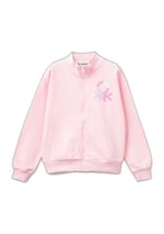 United Colors of Benetton Parıltılı Logo Baskılı Fermuarlı Cepli Yüksek Yaka Sweatshirt Sweatshirt Kız çocuk