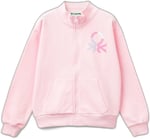 United Colors of Benetton Parıltılı Logo Baskılı Fermuarlı Cepli Yüksek Yaka Sweatshirt Sweatshirt Kız çocuk