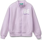 United Colors of Benetton Parıltılı Logo Baskılı Fermuarlı Cepli Yüksek Yaka Sweatshirt Sweatshirt Kız çocuk