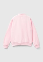 United Colors of Benetton Parıltılı Logo Baskılı Fermuarlı Cepli Yüksek Yaka Sweatshirt Sweatshirt Kız çocuk