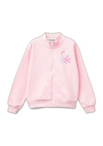 United Colors of Benetton Parıltılı Logo Baskılı Fermuarlı Cepli Yüksek Yaka Sweatshirt Sweatshirt Kız çocuk