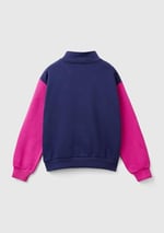 United Colors of Benetton Parıltılı Logo Baskılı Fermuarlı Cepli Yüksek Yaka Sweatshirt Sweatshirt Kız çocuk
