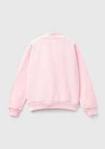 United Colors of Benetton Parıltılı Logo Baskılı Fermuarlı Cepli Yüksek Yaka Sweatshirt Sweatshirt Kız çocuk