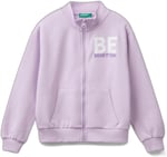 United Colors of Benetton Parıltılı Logo Baskılı Fermuarlı Cepli Yüksek Yaka Sweatshirt Sweatshirt Kız çocuk