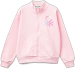 United Colors of Benetton Parıltılı Logo Baskılı Fermuarlı Cepli Yüksek Yaka Sweatshirt Sweatshirt Kız çocuk