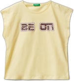 United Colors of Benetton Payetli Benetton Yazılı Yaz T-Shirt T-Shirt Kız çocuk