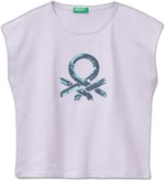 United Colors of Benetton Payetli Benetton Yazılı Yaz T-Shirt T-Shirt Kız çocuk
