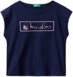 United Colors of Benetton Payetli Benetton Yazılı Yaz T-Shirt T-Shirt Kız çocuk