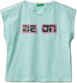 United Colors of Benetton Payetli Benetton Yazılı Yaz T-Shirt T-Shirt Kız çocuk