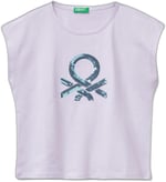 United Colors of Benetton Payetli Benetton Yazılı Yaz T-Shirt T-Shirt Kız çocuk