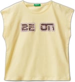 United Colors of Benetton Payetli Benetton Yazılı Yaz T-Shirt T-Shirt Kız çocuk
