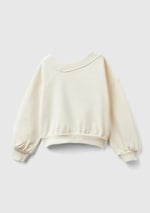 United Colors of Benetton Regular Fit Ribana Detaylı Asimetrik Yaka Sweatshirt Sweatshirt Kız çocuk