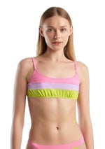United Colors of Benetton Renk Bloklu Ayarlanabilir Askılı Bağlamalı Bikini Üstü Bikini Kadın