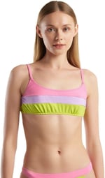 United Colors of Benetton Renk Bloklu Ayarlanabilir Askılı Bağlamalı Bikini Üstü Bikini Kadın