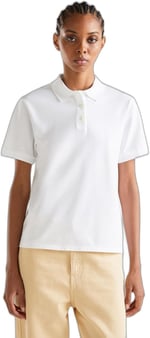 United Colors of Benetton Streç Pamuklu Sol Altı Logo Baskılı Polo T-Shirt Polo T-Shirt Kadın