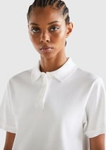 United Colors of Benetton Streç Pamuklu Sol Altı Logo Baskılı Polo T-Shirt Polo T-Shirt Kadın