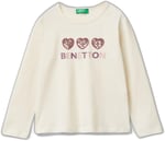 United Colors of Benetton Su Bazlı Baskılı ve İşlemeli Logolu Uzun Kollu T-Shirt T-Shirt Kız çocuk
