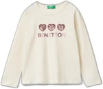 United Colors of Benetton Su Bazlı Baskılı ve İşlemeli Logolu Uzun Kollu T-Shirt T-Shirt Kız çocuk