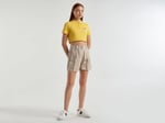 United Colors of Benetton Yarım Logolu Crop Polo T-Shirt Kadın