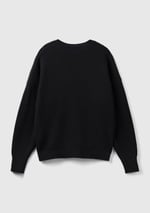 United Colors of Benetton Yün Karışımlı Boxy Fit V Yaka KazakTrikoKadın