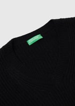 United Colors of Benetton Yün Karışımlı Boxy Fit V Yaka KazakTrikoKadın
