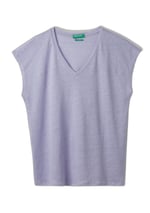 United Colors of Benetton%100 Keten Rahat Kalıp Derin V Yaka Kolsuz T-ShirtT-ShirtKadın