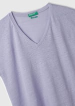 United Colors of Benetton%100 Keten Rahat Kalıp Derin V Yaka Kolsuz T-ShirtT-ShirtKadın