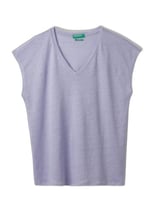 United Colors of Benetton%100 Keten Rahat Kalıp Derin V Yaka Kolsuz T-ShirtT-ShirtKadın