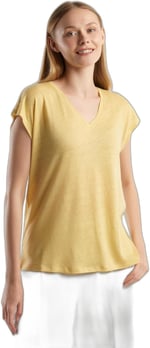 United Colors of Benetton%100 Keten Rahat Kalıp Derin V Yaka Kolsuz T-ShirtT-ShirtKadın
