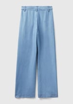 United Colors of Benetton%100 Liyosel Kemer Delikli Beli İpli Geniş Paça Pantolon Pantolon Kadın