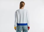 United Colors of Benetton%100 Pamuk Önü Logo Baskılı Ribanalı Bisiklet Yaka Sweatshirt Sweatshirt Kadın