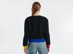 United Colors of Benetton%100 Pamuk Önü Logo Baskılı Ribanalı Bisiklet Yaka Sweatshirt Sweatshirt Kadın
