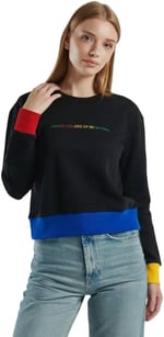 United Colors of Benetton%100 Pamuk Önü Logo Baskılı Ribanalı Bisiklet Yaka Sweatshirt Sweatshirt Kadın