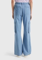 United Colors of Benetton%100 Pamuk Yama Cepli Kemer Delikli Denim Kargo Pantolon Pantolon Kadın