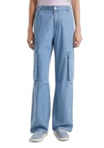 United Colors of Benetton%100 Pamuk Yama Cepli Kemer Delikli Denim Kargo Pantolon Pantolon Kadın