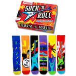 United Oddsocks - Çorap n Roll - 6'lı Kutu Renkli Karışık ve Eşleştir Rock and Roll Çorapları Erkekler için, UK 6-11 | EUR 39-46 | US 7-12. Eğlenceli ve İlginç Doğum Günü, Noel, Erkekler için Babalar 