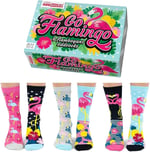 United Oddsocks Kadın Odd Go Flamingo Hediye Paketi - 6 Çorap, Çok renkli, UK 4-8 EUR 37-42 US 6.5-10.5