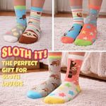United Oddsocks Sloth It Kadın Hediye Kutusu – Kadınlar için 6 Renkli Tek Çorap – UK 4-8, EUR 37-42, US 6,5-10,5 – Rahatlatıcı Tembel Temalı Çoraplar Karıştırma ve Eşleştirme için – Sevimli, İlginç
