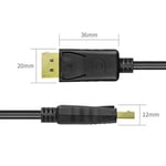 UNITEK DisplayPort auf Displayport Kabel/ 2 Meter, Schwarz/Full HD, 2K, 4K, 3D, 3840x2160 und weitere/Verbindungskabel mit vergoldeten Stecker/Y-C608BK