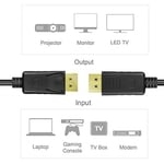 UNITEK DisplayPort auf Displayport Kabel/ 2 Meter, Schwarz/Full HD, 2K, 4K, 3D, 3840x2160 und weitere/Verbindungskabel mit vergoldeten Stecker/Y-C608BK