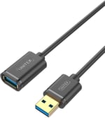 UNITEK USB 3.0 A Fiş USB A Jak/Uzatma Kablosu / 2 Metre, Siyah/Uzatma Yazıcı, Klavye, Kart Okuyucu vs. için/Y-C459GBK