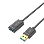 UNITEK USB 3.0 A Fiş USB A Jak/Uzatma Kablosu / 2 Metre, Siyah/Uzatma Yazıcı, Klavye, Kart Okuyucu vs. için/Y-C459GBK