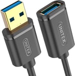 UNITEK USB 3.0 A Fiş USB A Jak/Uzatma Kablosu / 2 Metre, Siyah/Uzatma Yazıcı, Klavye, Kart Okuyucu vs. için/Y-C459GBK
