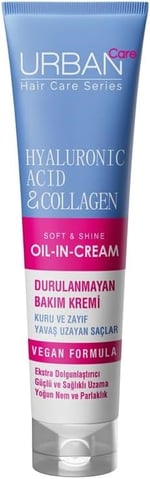 URBAN Care Hyaluronik Asit & Kolajen Kuru ve Cansız Saçlara Özel Durulanmayan Bakım Kremi 150 ml- Vegan