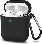 URUCHI AirPods 1/2. Nesil ile Uyumlu İnce ve Hafif Silikon Kılıf, Yumuşak Esnek Tasarım, Anahtarlıklı, Kablolu ve Kablosuz Şarj Uyumlu, Günlük Kullanım Aksesuarı – Siyan (A1523 A1722 A1602 A2031 A2032