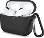 URUCHI AirPods Pro 1.Nesil ile Uyumlu Kılıf, Tam Koruyuculu Yumuşak Silikon Kılıf, AirPod Pro 1.Nesil için Tasarlanmış Kapak Kılıfı, Anahtarlıklı Kablosuz ve Kablolu Şarj Özellikli Kılıfı, Siyah
