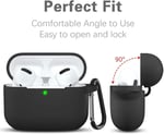URUCHI AirPods Pro 1.Nesil ile Uyumlu Kılıf, Tam Koruyuculu Yumuşak Silikon Kılıf, AirPod Pro 1.Nesil için Tasarlanmış Kapak Kılıfı, Anahtarlıklı Kablosuz ve Kablolu Şarj Özellikli Kılıfı, Siyah